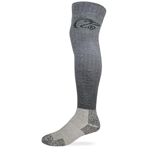 Ducks Unlimited Mens Heavyweight Merino Wool Over the Knee Wader Socks 1 Pair Pack (US, Alpha, X-Large, Regular, Regular, Charcoal/Brown) Cover