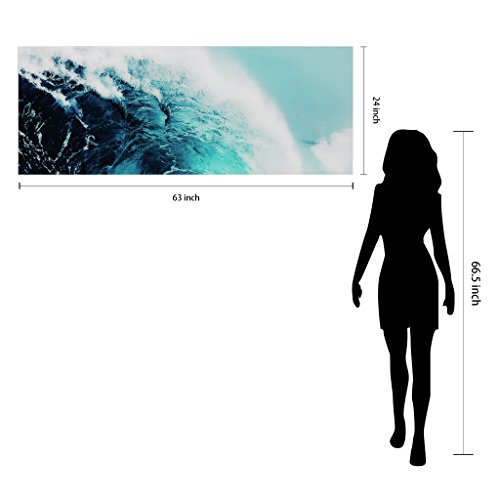 Empire Art Direct Blue Wave 1 Frameless Free Floating Tempered Glass Panel Graphic Wall Art, 24" X 63" X 0.2", Ready To Hang #TOP6