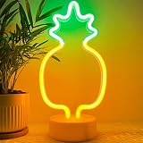 HOHOSIGN Neon Sign Light - Pineapple Home Decor, USB/Battery Powered LED Lamp Green+Yellow for Party, Birthday Gift, Christmas, Man Cave, Room, Bedroom