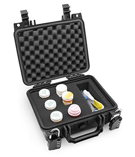 CASEMATIX Combination Medicine Lock Box Medication Case with Customizable Pill Box Foam to Protect Medications, Prescriptions and More - Airtight Waterproof