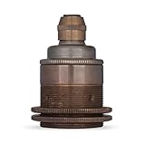 Hergestellt aus hochwertigen Materialien: Fassungsmantel und -deckel aus Messing, Inlay aus Bakelit und Stein aus Porzellan (mit Erdungsanschluß)