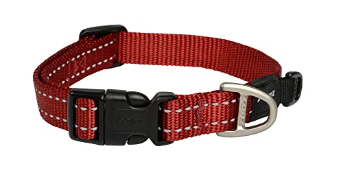 Image of Reflective Dog Collar for Medium Dogs, Adjustable from 12-17 inches, Red