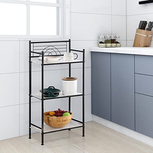 Mallboo 3-Tier Metal Freestanding Storage Shelf,Standing Bathroom Shelves With 3 X Pp Shelf Liners And 4 X Hooks For Laundry Kitchen Office (Black) #TOP4