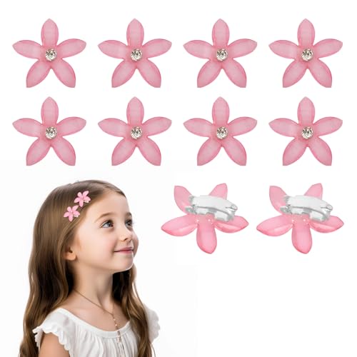 Flor Elegante y Brillante,10 Pinzas de Pelo con Diamantes de Imitación, Mini Clips Ligeros para Bodas, Celebraciones y Uso Diario, Accesorios de Pelo Perfectos para Mujeres y Niñas (Rosa)
