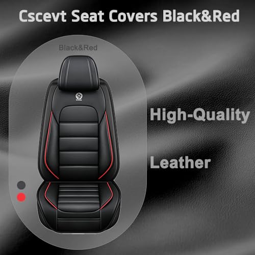 Image of Seat Covers for Subaru Outback 2006-2024,2PCS Nappa Leather Car Seat Covers,Waterproof Seat Protectors Auto Seat Covers,Breathable Nonslip Interior Cover Seats for Cars(Black and Red)