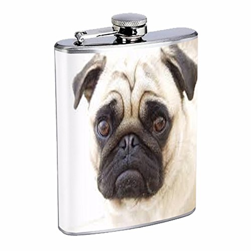 Dog pug cute Flask 8oz
