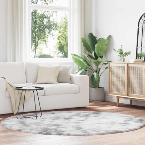 Grand tapis de chambre confortable gris argenté rond NAVARRA 200cm - 3