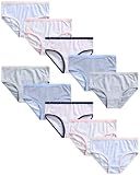 Laura Ashley Girls' Underwear - 10 Pack Stretch Cotton Briefs (Size: XS-L), Size Medium, Pink/Blue/G