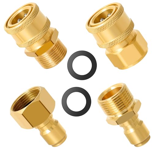 Bamyli Set di 4 accoppiatori M22-15 mm per idropulitrice ad innesto rapido, set di adattatori per idropulitrice da 3/8, girevoli a connessione rapida, per lavaggio a getto e pompa per idropulitrice
