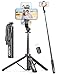 Alluminio Bastone Selfie, 130cm Selfie Stick Treppiede per Telefono con Telecomando Staccabile, Ruotabile a 360° Treppiedi per Cellulari Compatibile con iPhone16 15 14 13, Samsung, Camera, Ring Light