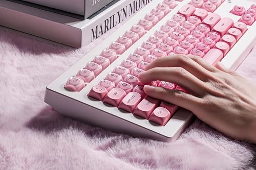 Image of ZORNHER CG870 Foundation Mechanical Keyboard,80% Pink Creamy Keyboard Wireless,Cute Jelly MOA Profile Keycaps,Creamy Sounding Linear Switches,Hot-Swappable,RGB Backlit