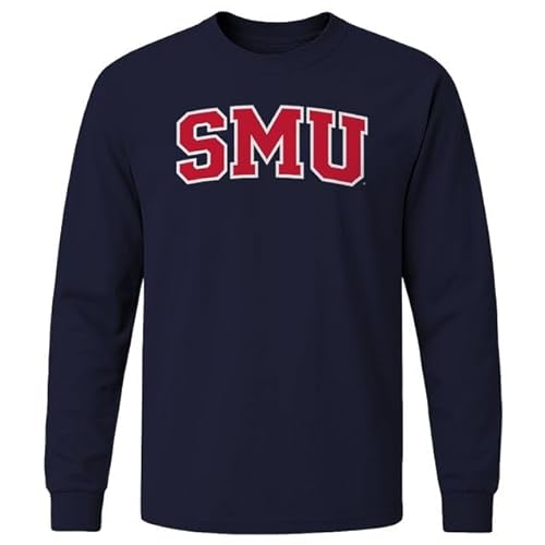 Barnesmith Southern Methodist University SMU Mustangs Long Sleeve Adult Unisex T-Shirt, Classic, Navy, Large