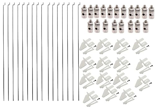 Ltvystore 20Pcs Adjustable Pushrod Connector Linkage Stopper 1.3mm & 20Pcs Nylon Control Horns 21x...