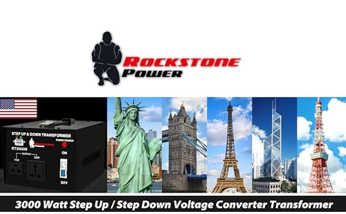 Image of ROCKSTONE POWER 3000 Watt Voltage Converter Transformer - Heavy Duty Step Up /Down AC 110V /120V /220V /240V Power Converter - Circuit Breaker Protection - DC 5V USB Port - CE Certified [3-Year Warranty]