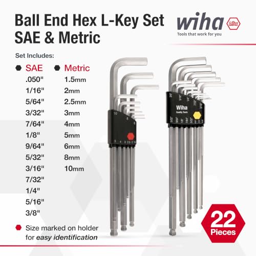 Wiha 66993 Zoll und metrisches Kugelende, Sechskantschlüssel-Sets, 2 Stück – Ansicht 2