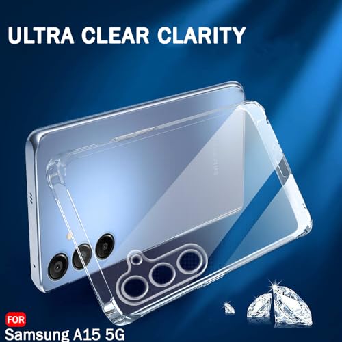 Image of TheGiftKart Back Cover Soft Case for Samsung Galaxy A15 5G | Best Camera Protection | Inbuilt Dust Plugs & Anti-Slip Grip | Ultra Clear Slim Back Cover Case for Samsung A15 5G (Silicone, Transparent)
