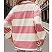 Rugby Shirt Women Striped Collared Long Sleeve Rugby Polo Shirts Oversized Stripes Color Block Sweatshirt Y2K Vintage Pullover Jersey Top Fall Trendy