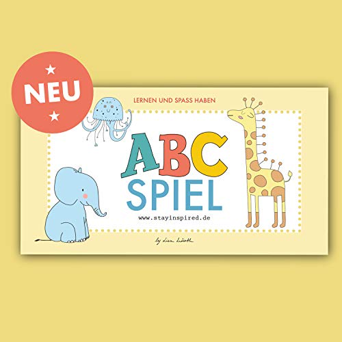 ABC-Spiel mit Tieren und Tiernamen, bestehend aus 52 Karten. Alphabet Memo-Spiel mit Tieren 52-teilig. Gedachtnis Lernspiel fur Kinder zum ABC und Tiere lernen. Kinder Legekartenspiel zur Bildpaar Suche [German]