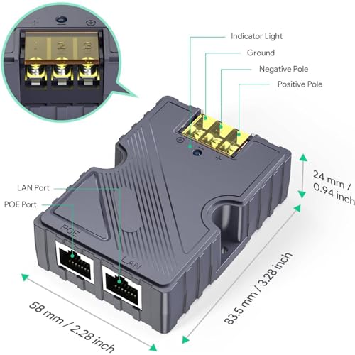 Power Over Ethernet Injector, PoE GigE with ESD, soporte 10/100/1000M, DC 48-57V/3A miniatura 7