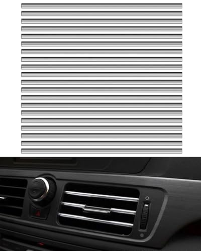 TPZORJX 20 pcs Plata Tiras Decorativas para el Aire Acondicionado del Coche, Accesorios para el Interior del Coche,Molduras interiores de coche,Tira Decorativa para la MayoríA de las Salidas de Aire