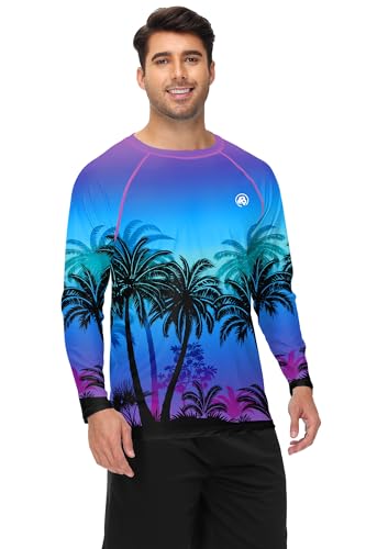 Image of AOBUTE Mens Long Sleeve Swim Shirt Quick Dry Sun Protection Rash Guard