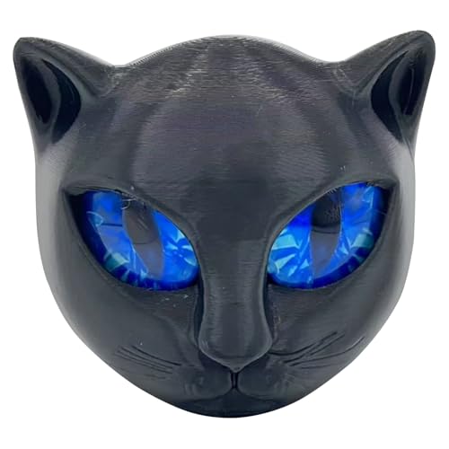 Puwaiio Figura de Piedra de, Estatua de Mini Gatos de Resina Hecha a Mano, Escultura de Piedra de Gatos Negros de Lujo, con Textura de mármol y Ojos Azules, decoración de Escritorio para