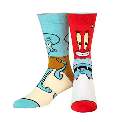 Odd Sox, Unisex, SpongeBob Squidward and Mr. Krabs, Crew Socks, Crazy Cute 90s