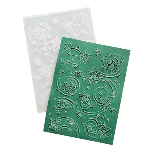 DIYology 3D Snowflakes Swirls Embossing Folders for Card Making, 3 d Christmas Snowflake Embossing Folder Template for DIY Paper Crafting Scrapbooking Polymer Clay Decoration