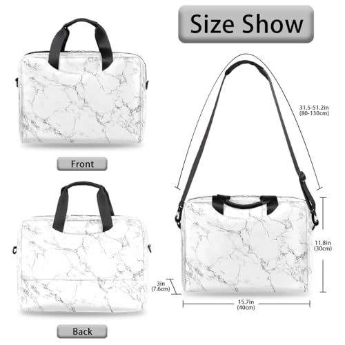 Mochila para laptop negra con diseño textura mármol blanco miniatura 6