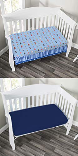 EVERYDAY KIDS 2 Pack Fitted Boys Crib Sheet, 100% Soft Microfiber, Breathable