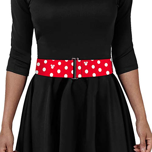 Buckle-Down Disney Belt, Cinch Belt Minnie Mouse Polka Dot Mini Silhouette Red White, 3.0 Inch Wide, Adjustable3