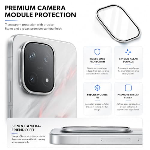 Image of FIRST MART Silver Camera Ring Guard Protector for iQOO 15 | Tempered Glass with Metal Alloy Rings, HD Clear, Scratch Resistant, Case-Friendly | Pack of 1