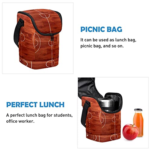 Bolsa de almuerzo de baloncesto con cremallera térmica para oficina y escuela 3