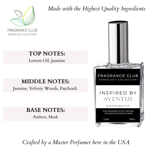 Fragrance Club Genealogy Collection Inspired By Aventus For Men, 1.9 Fl Oz. Edp Mens Fragrance With Jasmine, Velvety Woods And Musk. It Is A Sensual Fragrance That Makes A Great Gift. #TOP3