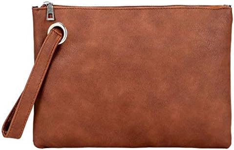 Hycurey Oversized Clutch Bag Purse and Handbag Womens Large PU Leather Evening Wristlet Handbags New Brown
