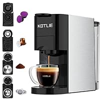 KOTLIE Expreso 4 en 1 Cafetera de Capsulas 19 Bar Alta Presión Apagado Automático Depósito Cafetera de espresso/Cafetera Capsulas AC-513K (BLACK-EU