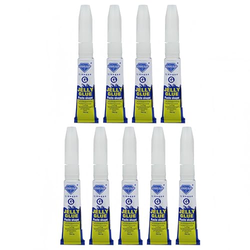 Jelly Glue G Fast-Drying Super Glue All Purpose Clear Adhesive for Plastic Model Toys Metal Glass Ceramic Stone Wood Nylon Phones Cases (3g*9/0.1 Oz)