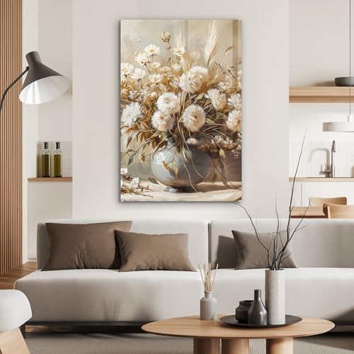 Tableau en verre grand format pour salon beige MuchoWow - 2