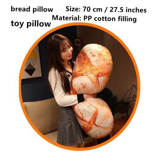 Tongman 3D Simulation Bread Plush Pillow,Soft Butter Toast Bread Food Pillow Lumbar Back Cushion Stuffed Toy Food Plushies, Bread Plush, Food Cushion, Food Pillows, (27.5'') #TOP1