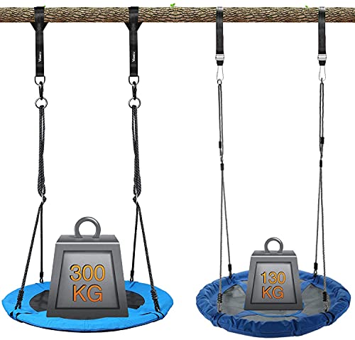 Vanku 300KG Nest Swing For Children Adult Outdoor Garden with 115cm Seat Diameter and 2 600KG Load Capacity Swing Straps Blue - Image 3