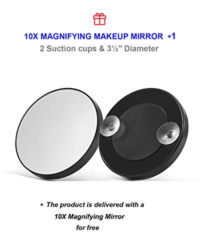 OMIRO Travel Folding Makeup Mirror Portable PU Leather Mirror with Adjustable Standing (XL, Black)