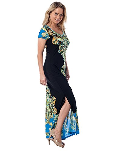 Alki'i Women's Short Sleeve Floor Length Maxi Dress