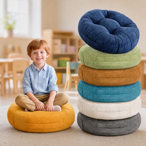 Floor Cushions For Kids 6Pack, Round Flexible Classroom Seating, 15 inch