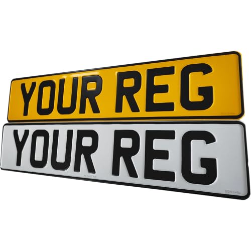 Car Pair of Metal Aluminium Number Plates Pressed Embossed 100% Road Legal No GB