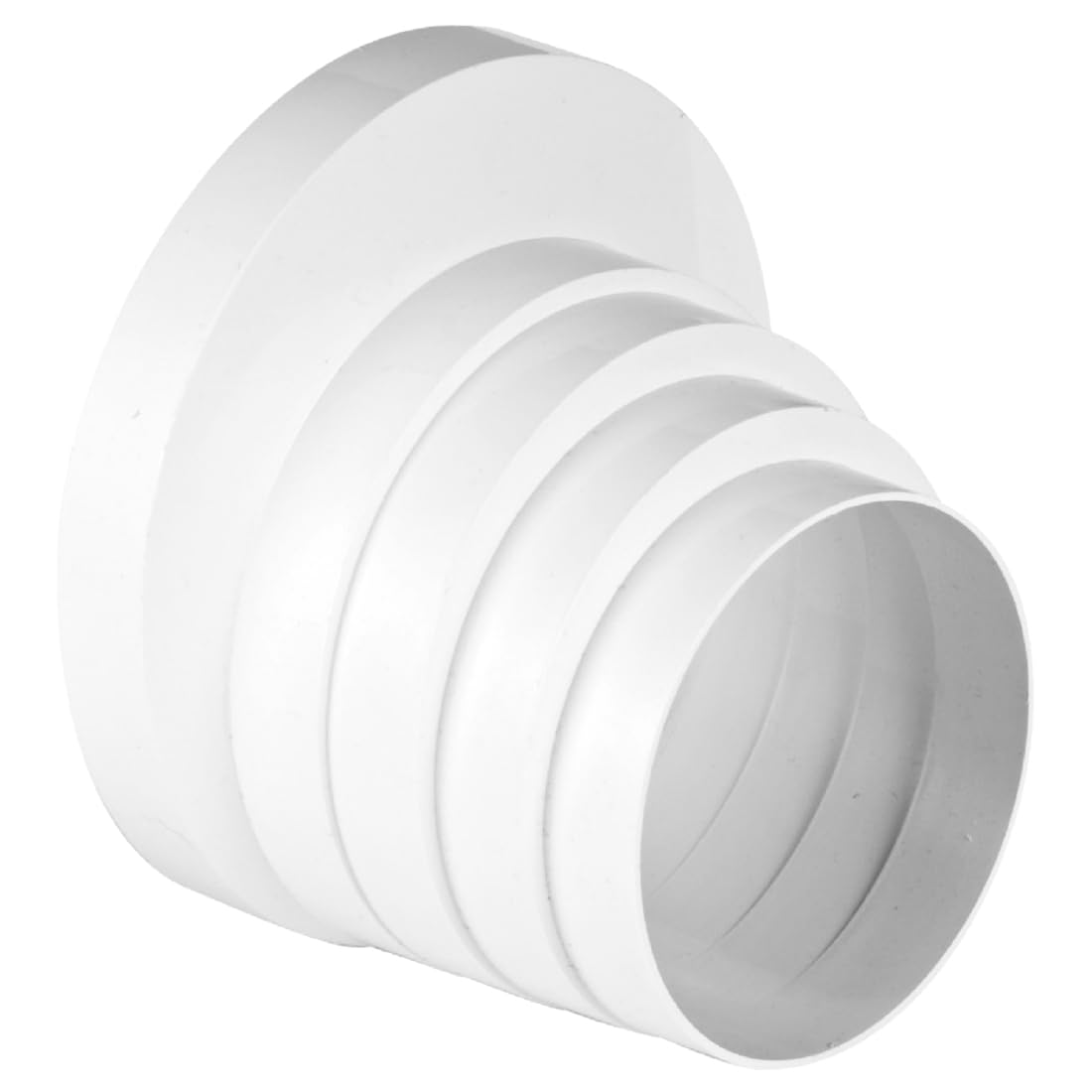 Soladirect White Multistage Round Duct Reduction, Vent Duct Reducer, Ducting Pipe Connector For Ventilation, Duct Transition - 4" To 5" To 6" Diameter 100 120 125 150 Mm