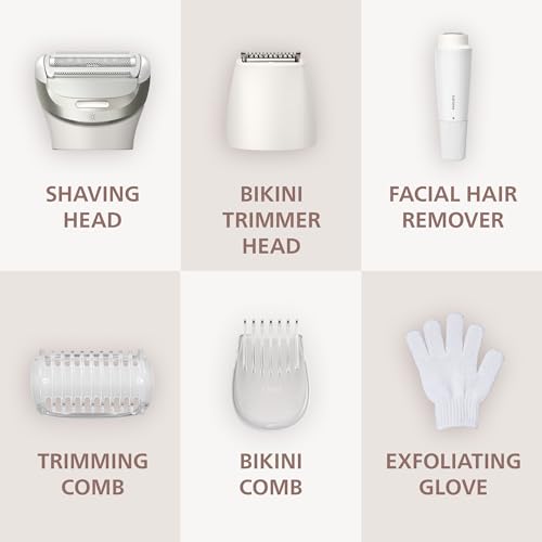 Philips Lady Shaver Serie 8000 - Rasoio senza filo, Wet & Dry, sistema di rasatura a 3 lame, testina di rasatura flessibile,per viso,corpo, gambe e zona bikini,100 minuti di utilizzo,modello BRL159/00 - 10