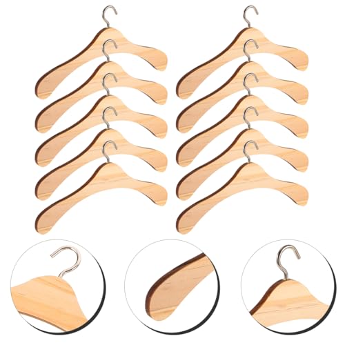 Garneck Puppenkleiderbügel Aus Holz – 10 Miniatur Kleiderbügel Für BJD Puppen - Ideal Für Puppenzubehör - 15 cm Große Puppenbügel Aus Hochwertigem Holz