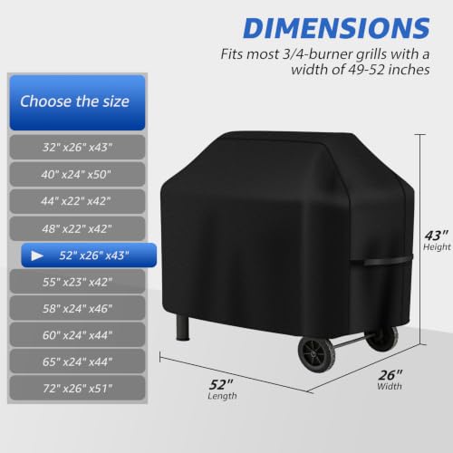 HAZBEN Perfect Grill Cover for Outdoor Grills Waterproof Rip-Proof Weather Resistant for Reliable Protection Griddle Cover Easy to Clean Adjustable Hem Drawstring Fade Resistant (Black, 52) by HAZBEN - Used condition - Image 2