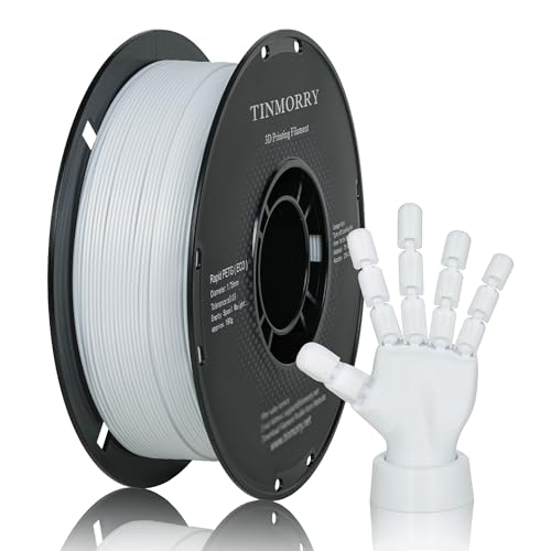 TINMORRY PETG Filament 1.75mm, Rapid PETG-Eco 3D Printing Filament, Compatible with Most FDM 3D Printers, 1 KG 1 Spool, Cold White