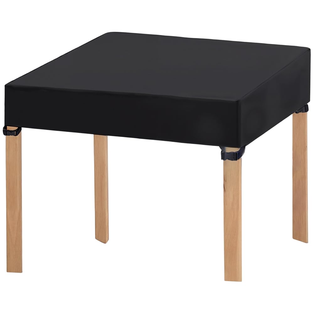 GORGECRAFT Copritavolo Quadrato da 112 * 112 * 10cm Copritavolo Elastico Nero Adatto per Tavoli Pieghevoli da 4 Piedi Copritavolo Antivento per Tavoli da Campeggio Banchetti Sala da Pranzo Giardino